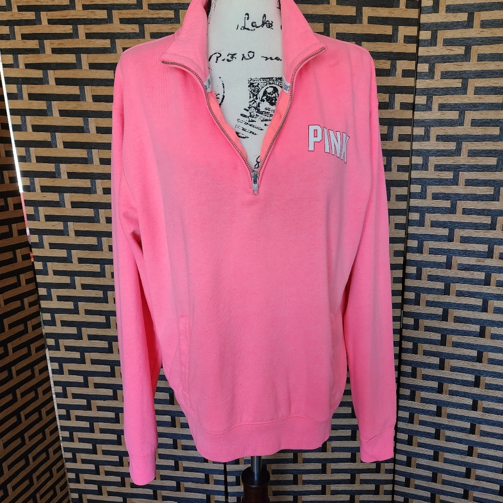 VS PINK Vintage Half Zip Baggy Sweztshirt Sz: M - Picture 3 of 6